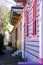 New Orleans, Louisiana, U.S.A - February 8, 2020 - A colorfully painted residence home on Burgundy Street