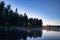 New paths, evening atmosphere at the lake. Light fog in the background