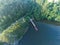 The new pier at Veveri Castle in Brno from above, Czech Republic