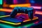 new PlayStation5 controller against a neon background generated by Ai