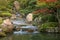 A new pond garden or yoko-en of Taizo-in temple at autumn. Kyoto. Japan