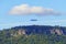 New Pop Festival Zeppelin, airship flies over  battert rocks in Baden-Baden