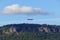 New Pop Festival Zeppelin, airship flies over  battert rocks in Baden-Baden