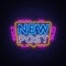 New Post Neon Text Vector. Blogging neon sign, design template, modern trend design, night signboard, night bright