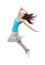 New pretty modern slim hip-hop style dancer teenage girl jumping