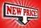 New price sign with arrow