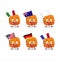 New pumpkin cartoon character bring the flags of various countries