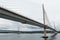 The new Queensferry Crossing bridge over the Firth of Forth with the older Forth Road bridge in Edinburgh Scotland