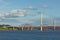 The new Queensferry Crossing bridge over the Firth of Forth with the older Forth Road bridge and the iconic Forth Rail Bridge
