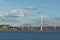 The new Queensferry Crossing bridge over the Firth of Forth with the older Forth Road bridge and the iconic Forth Rail Bridge in