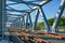 New railway bridge crossing Mures river. Arad county, Romania, Europe