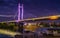 New Railway bridge, Sava River, Belgrade, Serbia, left bank by night