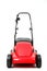 New red lawnmower on white background