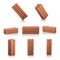 New red terracotta brick for build the wall isolated on white