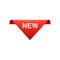 New - red top banner sign in triangle shape - top border information tag