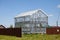 New residential construction home metal framing against a blue sky