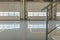 New resin floor coating and marking signs in a car workshop