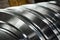 New rotor of powerful steam turbine in plant workshop