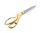 New sharp gold scissors on white