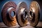 New shiny set of brake discs made of durable metal