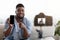New Smartphone Review. Young Black Influencer Recording Video Content At Home