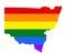 New South Wales map with gay flag over map, Australia territory.