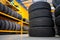 New tire warehouse room in stock There are plenty of them available to replace tires at a service center or auto repair shop. Tire