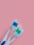 New toothbrush fresh sanitation brush  tool change purity on a colored background dental sanitation