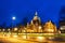 The New Town Hall in Hanover, Germany at sunrise. Night view