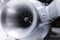 New turbocharged engine on a gray background. Impeller parts