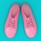 New Unbranded Pink Sneakers Mockup Duotone. 3d Rendering