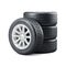 New unused car tires with rims isolated