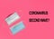 New and used medical masks on a pink background with the text Coronavirus second wave