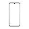 New version of black thin frame smartphone with small face camera and blank white screen. Realistic vector illustration.