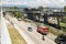 NEW WESTMINSTER, CANADA - JUNE 26, 2019: busy brunette avenue near Sapperton Station subway