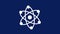 New White atom icon on blue background,Atom icons