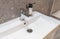 New White Sink with Faucet, Contemporary Wash Basin, Washbasin, Wash Bowl, Bathroom Interior