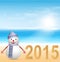 New Year 2015 background with a snowman.