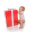 New year 2016 concept child baby toddler kid with Christmas pres