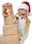 New year 2016 concept teenage girl with Christmas presents gift