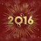 New Year 2016 firework explosion card gold