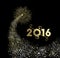 New Year 2016 gold firework explosion card