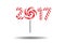 New Year 2017 in shape of candy stick on white.