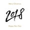 New Year 2018 Christmas greeting card calligraphy hand drawn vector font lettering