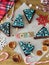 New Year 2018. Christmas pastry, candies and decorations