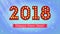 New year 2018 coming. The text in the style of American casino with glowing lights and red banner on backdrop the