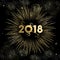 New Year 2018 gold firework night sky card