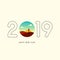 New year 2019 abstract background decorative with vintage retro landscape icon