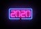 New year 2020 made from neon alphabet