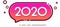 New Year 2020 poster with pink cartoon speech bubble